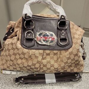 Tan And Brown Fashion Bag .